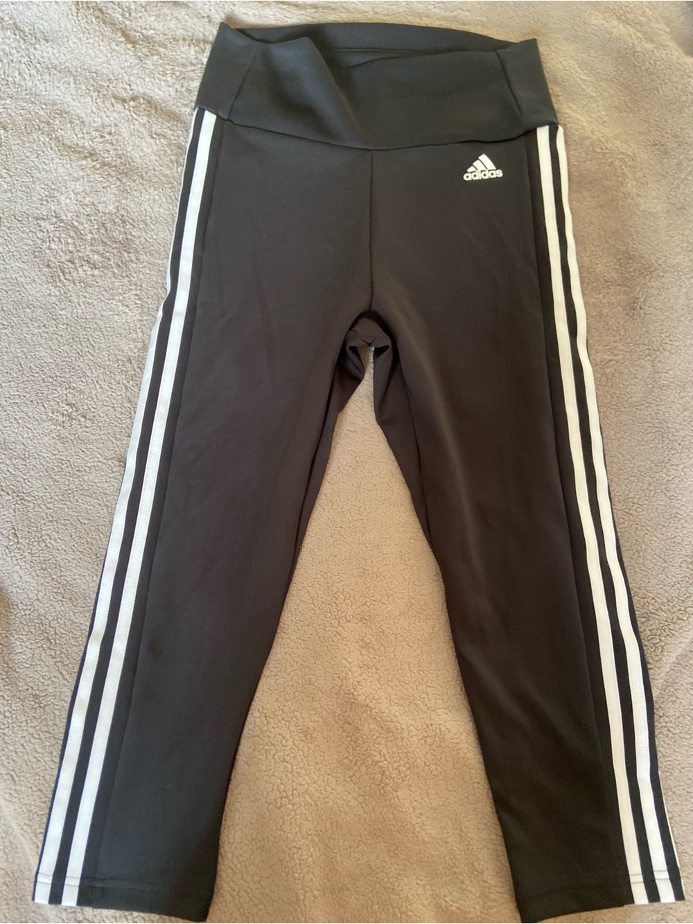adidas Black Leggings with White 3-Stripe Side Detail